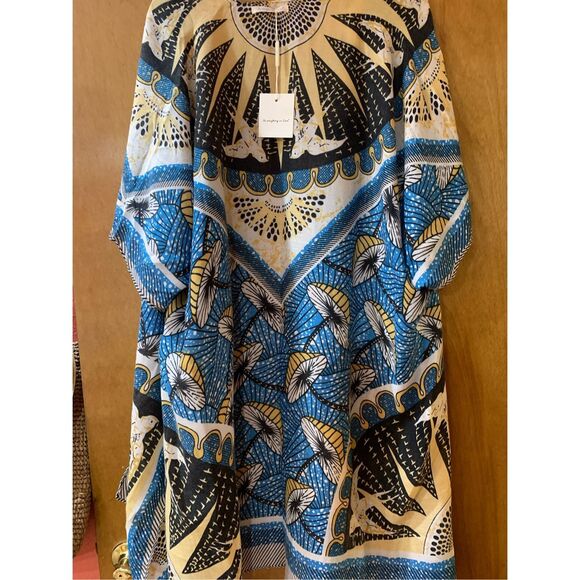 Blue and Yellow Kimono #sunburst #mushrooms #birds - Picture 4 of 5